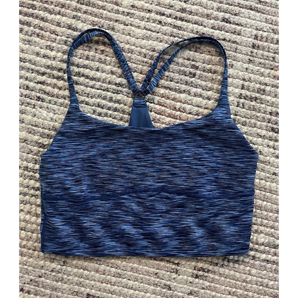 Outdoor Voices Women Sports Bra Longline Sz Med Blue Active Running Flow Crop